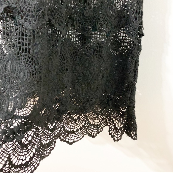 Solitaire 100% Cotton Lace Tulle Scoop Neck Sleeveless Blouse Scalloped Hem 🖤 - Picture 4 of 7